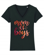 Mom Of Boys Tricou mânecă scurtă guler V Damă Evoker