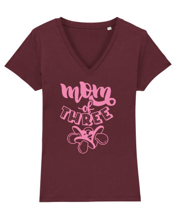 Mom Of Three Burgundy