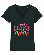 One Blessed Mom Tricou mânecă scurtă guler V Damă Evoker