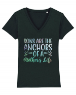 Sons Are The Anchor Of A Mother's Life Tricou mânecă scurtă guler V Damă Evoker