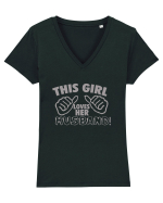 This Girl Loves Her Husband Tricou mânecă scurtă guler V Damă Evoker