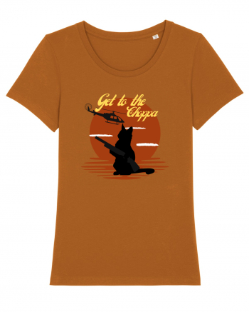 Get to the choppa Cat. Retro funny Cat Roasted Orange