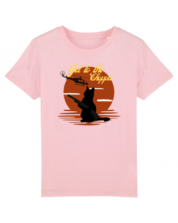 Get to the choppa Cat. Retro funny Cat Cotton Pink