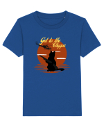 Get to the choppa Cat. Retro funny Cat Tricou mânecă scurtă  Copii Mini Creator