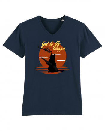 Get to the choppa Cat. Retro funny Cat French Navy