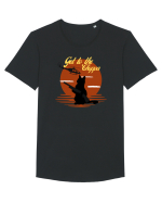 Get to the choppa Cat. Retro funny Cat Tricou mânecă scurtă guler larg Bărbat Skater