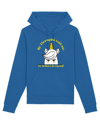 Funny unicorn joke. My Therapist told me to believe in myself Royal Blue