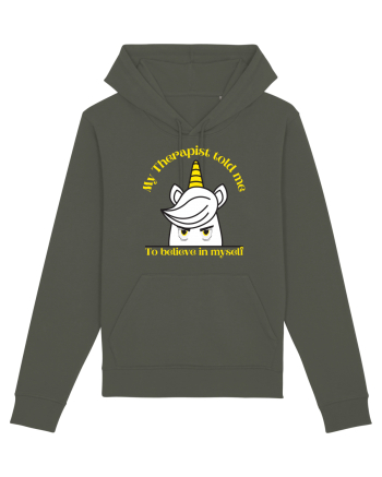 Funny unicorn joke. My Therapist told me to believe in myself Khaki