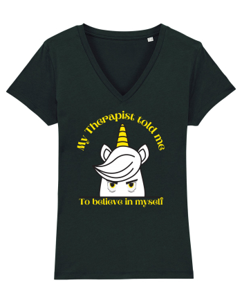 Funny unicorn joke. My Therapist told me to believe in myself Black