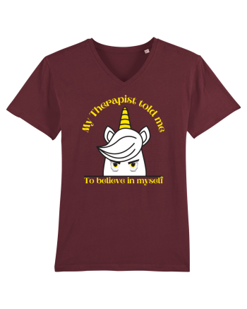 Funny unicorn joke. My Therapist told me to believe in myself Burgundy
