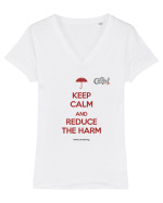 Keep calm and reduce the harm Tricou mânecă scurtă guler V Damă Evoker