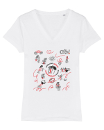 HIV - Solidaritate globală Tricou mânecă scurtă guler V Damă Evoker