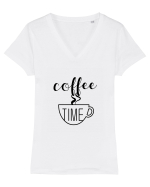 Cafeluta neagra Tricou mânecă scurtă guler V Damă Evoker