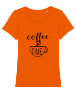 Cafeluta neagra Tricou mânecă scurtă guler larg fitted Damă Expresser
