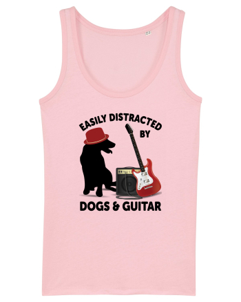 Easily Distracted By Dogs And Guitar Cotton Pink