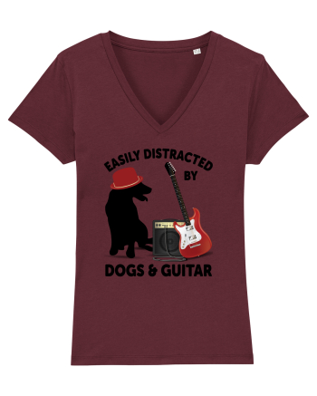 Easily Distracted By Dogs And Guitar Burgundy