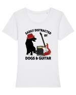 Easily Distracted By Dogs And Guitar Tricou mânecă scurtă guler larg fitted Damă Expresser