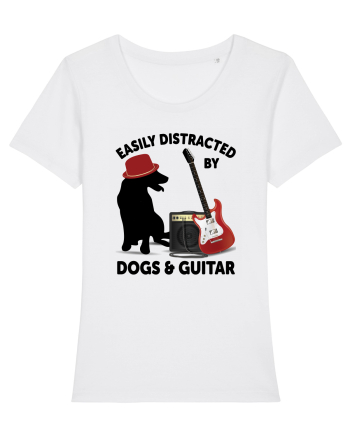 Easily Distracted By Dogs And Guitar White