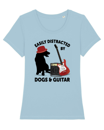 Easily Distracted By Dogs And Guitar Sky Blue