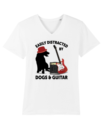Easily Distracted By Dogs And Guitar White