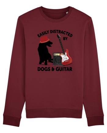 Easily Distracted By Dogs And Guitar Burgundy