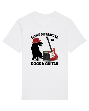 Easily Distracted By Dogs And Guitar White