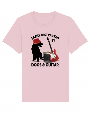 Easily Distracted By Dogs And Guitar Cotton Pink