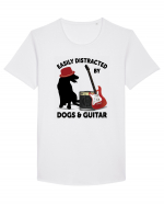 Easily Distracted By Dogs And Guitar Tricou mânecă scurtă guler larg Bărbat Skater