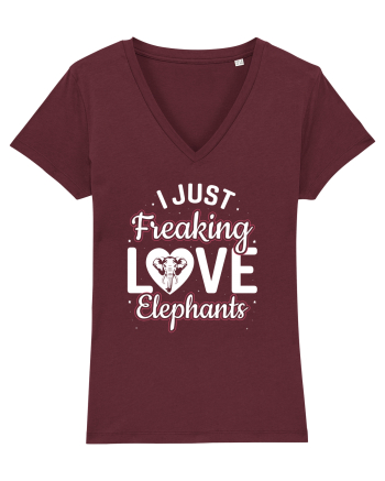 I Just Freaking Love Elephants Burgundy