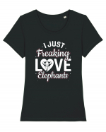 I Just Freaking Love Elephants Tricou mânecă scurtă guler larg fitted Damă Expresser