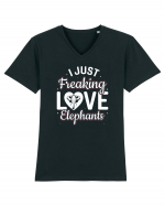 I Just Freaking Love Elephants Tricou mânecă scurtă guler V Bărbat Presenter