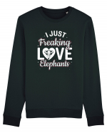 I Just Freaking Love Elephants Bluză mânecă lungă Unisex Rise