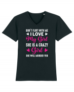 I Love My Girl She Is A Crazy Girl Tricou mânecă scurtă guler V Bărbat Presenter