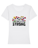 She Is Strong Tricou mânecă scurtă guler larg fitted Damă Expresser