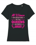 All Women Are Equal Queens Are Born In January Tricou mânecă scurtă guler larg fitted Damă Expresser
