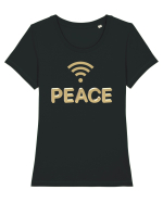 Peace Tricou mânecă scurtă guler larg fitted Damă Expresser