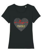 Love Yourself Tricou mânecă scurtă guler larg fitted Damă Expresser