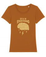 Brain Storming.. Tricou mânecă scurtă guler larg fitted Damă Expresser
