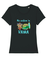 Ne Vedem In VAMA,Vacanta La Mare Tricou mânecă scurtă guler larg fitted Damă Expresser