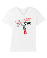 Life is short Tricou mânecă scurtă guler V Bărbat Presenter