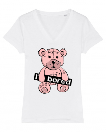 I'm Bored - Pink Teddy Bear White