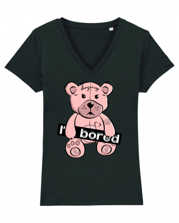 I'm Bored - Pink Teddy Bear Black