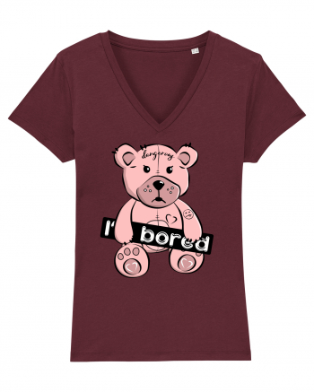 I'm Bored - Pink Teddy Bear Burgundy