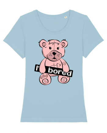 I'm Bored - Pink Teddy Bear Sky Blue