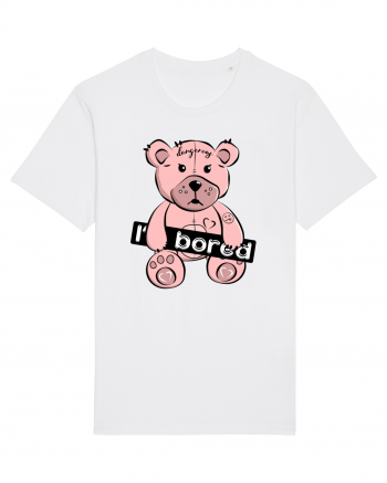 I'm Bored - Pink Teddy Bear White