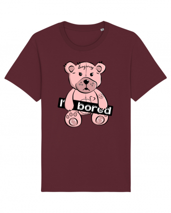 I'm Bored - Pink Teddy Bear Burgundy