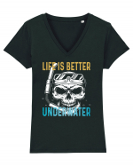 Life Is Better Underwater Tricou mânecă scurtă guler V Damă Evoker