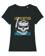 Life Is Better Underwater Tricou mânecă scurtă guler larg fitted Damă Expresser