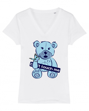 Don't Touch Me - Blue Teddy Bear White