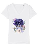 Pastel Flowers Tricou mânecă scurtă guler V Damă Evoker